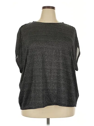 Pre-owned Amaryllis Short Sleeve Top Gray Metallic Pattern Boatneck Tops
