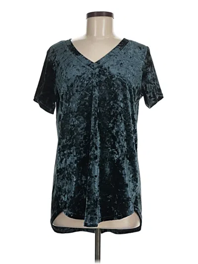 Pre-owned Amaryllis Short Sleeve Top Teal V Neck Tops In Blue