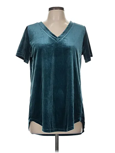 Pre-owned Amaryllis Short Sleeve Top Teal V-neck Tops