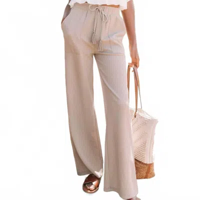 Amaryllis Wide Leg Pork Chop Pocket Knit Pants In Beige In Brown