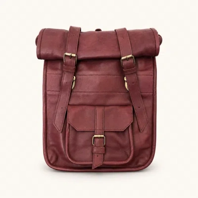 Amasouk Adventurer Leather Rolltop Backpack In Brown