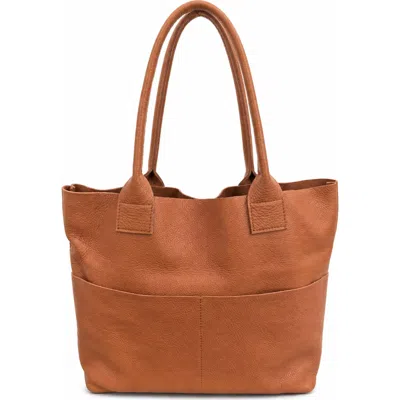 Amasouk Classic Unstructured Leather Tote Bag In Brown