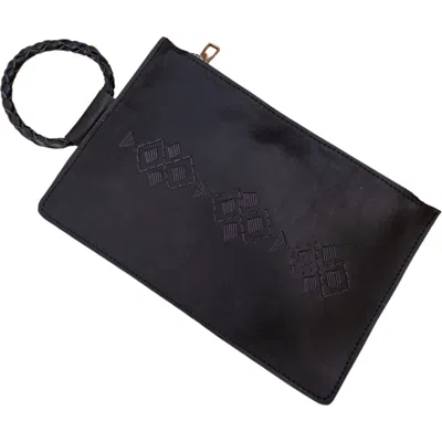Amasouk Layla Embroidered Clutch In Black