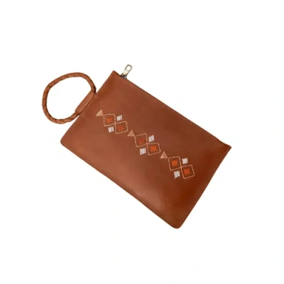 Amasouk Sahara Embroidered Clutch In Brown