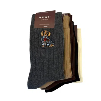 Amati Collection Women's Dachshund Embroidered Socks Multicolors Unisex