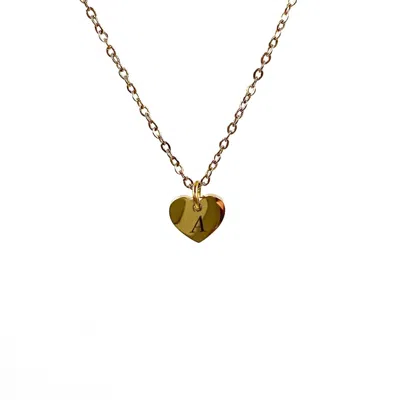 Amati Collection Women's Initials Heartshaped Necklace Stainless Steel - Gold