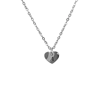 Amati Collection Women's Initials Heartshaped Necklace Stainless Steel  -   Silver