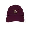 Amati Collection Women's Pomeranian Embroidered Cap Unisex - Burgundy