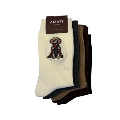 Amati Collection Women's Poodle Embroidered Socks Multicolors Unisex