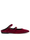 Amato Daniele Bordeaux Velvet Loafers With Decorative Buckles In Red