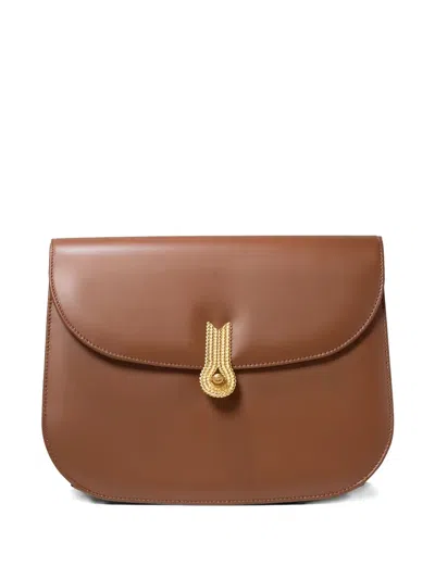 Amato Daniele Chain-embellished Flap Shoulder Bag In Brown