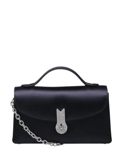Amato Daniele Crystal-embellished Satin Clutch Bag In Black
