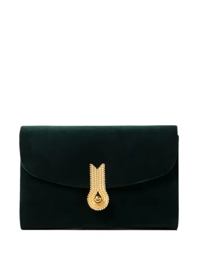 Amato Daniele Embellished-clasp Velvet Clutch Bag In Green