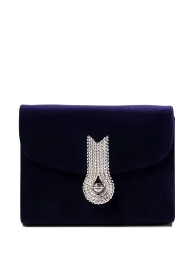 Amato Daniele Embellished-clasp Velvet Clutch Bag In Purple