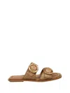 Amato Daniele Flat Sandals With Gold Buckle Accents In Brown