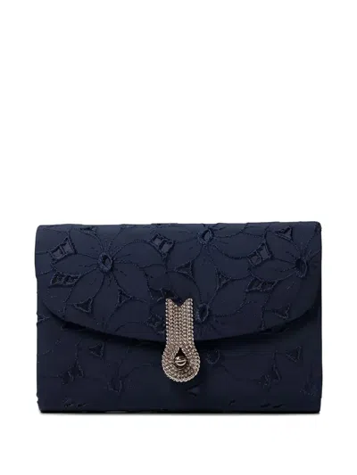 Amato Daniele Floral-embroidered Clasp Clutch Bag In Blue