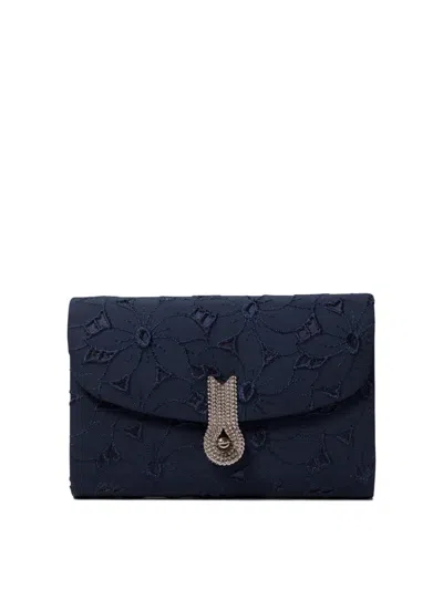 Amato Daniele Floral Textured Blue Crossbody Bag