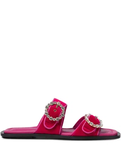Amato Daniele Jewel-embellished Velvet Sandals In Pink