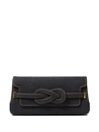 Amato Daniele Knot-detail Denim Shoulder Bag In Blue
