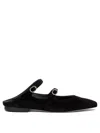 Amato Daniele Velvet Blue Loafers With Pointed Toe And Buckle Detail