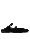 Amato Daniele Velvet Blue Loafers With Pointed Toe And Buckle Detail In Black