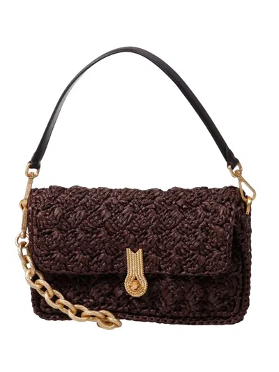 Amato Daniele Queen Woven Shoulder Bag In Burgundy