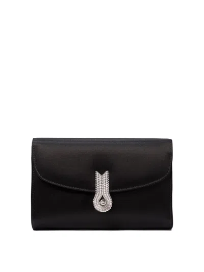 Amato Daniele Rectangular Black Satin Crossbody Bag