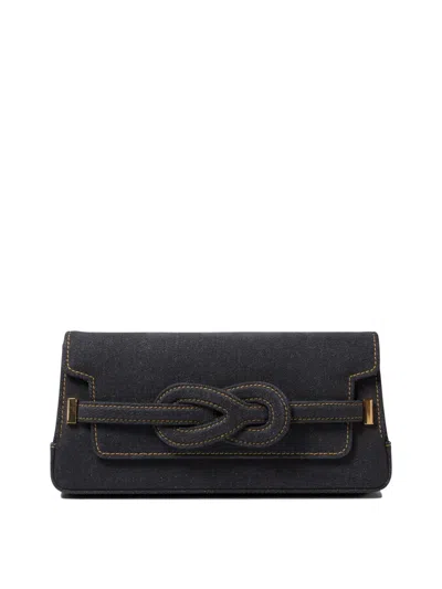 Amato Daniele Rectangular Blue Denim Shoulder Bag In Black