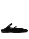 Amato Daniele Velvet Blue Loafers With Pointed Toe And Buckle Detail In Black
