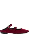 Amato Daniele Bordeaux Velvet Loafers With Decorative Buckles In Red