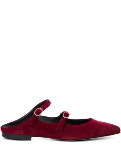 Amato Daniele Velvet Buckle-embellished Loafers In Red