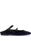 Amato Daniele Velvet Buckled Mules In Blue