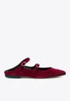 Amato Daniele Velvet Pointed Flat Mules In Burgundy