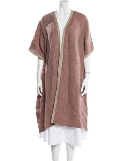 Pre-owned Amato Linen Colorblock Pattern Robe W/ Tags In Neutral