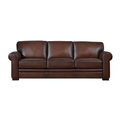 Amax Leather Brookfield Roll Arm Upholstered Sofa In Burgundy