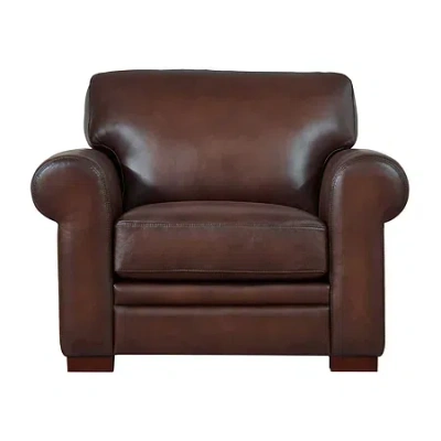Amax Leather Brookfield Upholstered Roll Arm Chair In Burgundy