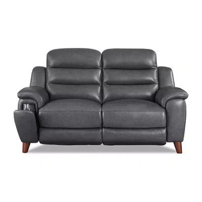 Amax Leather Dream Upholstered Pad Arm Loveseat In Gray