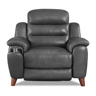Amax Leather Dream Upholstered Pad Arm Recliner In Gray