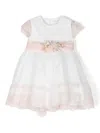 Amaya Belted Lace-appliqué Flared Dress In White