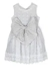 Amaya Bow-detail Crochet-trim Dress In Grey
