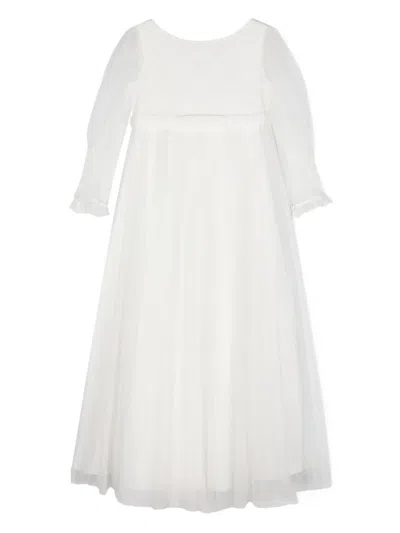 Amaya Kids' Diamond-pattern Tulle Dress In White