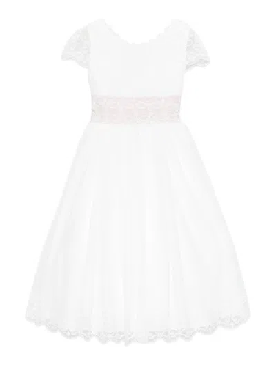 Amaya Kids' Dress With Lace Trim In White