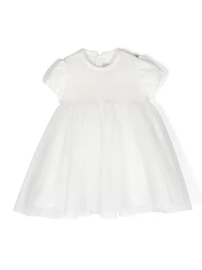 Amaya Babies' Embroidered Smocked Dress In 白色