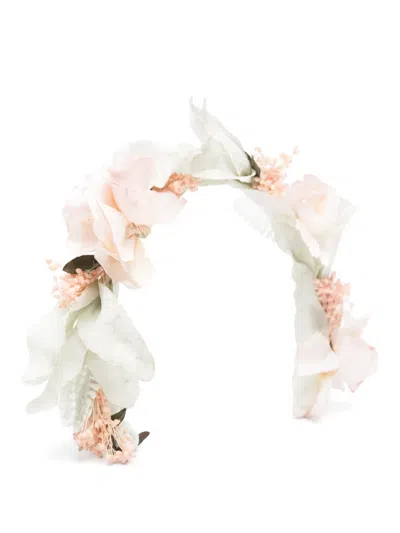 Amaya Kids' Floral-appliqué Ceremony Crown In Neutrals