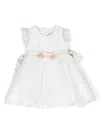 Amaya Floral-appliqué Lace Flared Dress In White