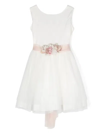 Amaya Kids' Floral-appliqué Party Dress In White