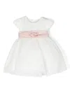 Amaya Floral-appliqué Plissé Dress In 白色