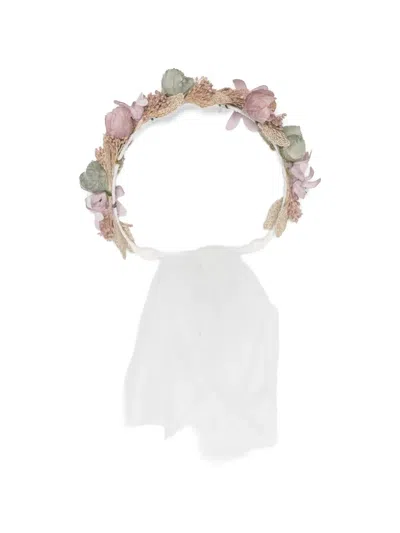 Amaya Kids' Floral Veil Hair Accessory In Pink