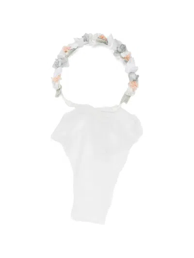 Amaya Kids' Floral Veil Hair Accessory In White