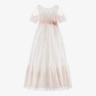 Amaya Kids' Girls Ivory & Pink Tulle Dress